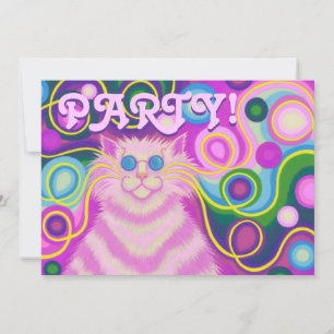 Invitation Psy-cat-delic Pink rectangle d'invitation