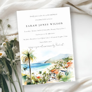 Invitation Puerto Vallarta Mexique Aquarelle Paysage Annivers