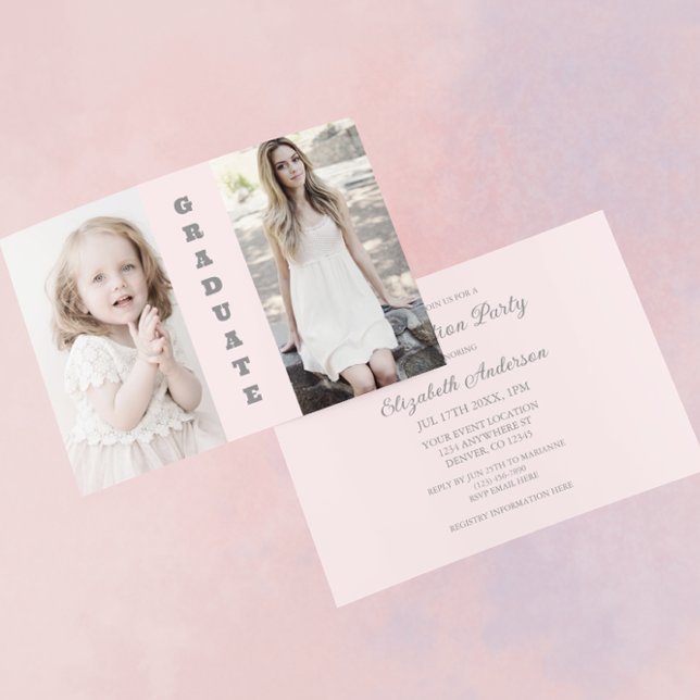 Invitation Puis Et Maintenant 2 Diplôme Photo (Créateur téléchargé)