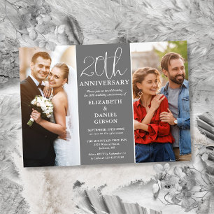 Invitation Puis et maintenant 2 Photo 20e anniversaire Mariag