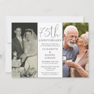 Invitation Puis Et Maintenant 2 Photo 75e Anniversaire Mariag