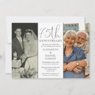 Invitation Puis maintenant 2 Photo 75e anniversaire de mariag