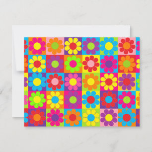 Invitation Puissance de plusieurs fleurs multicolores