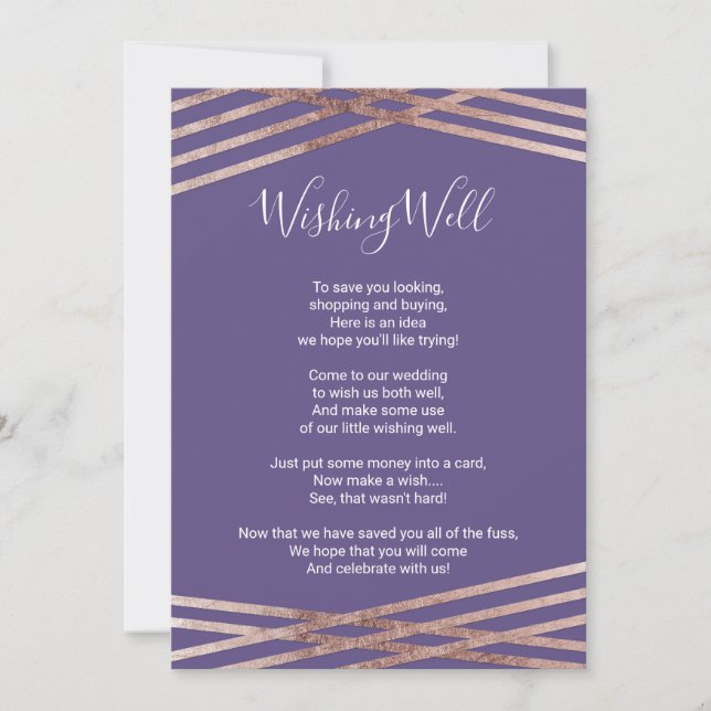 Invitation Puits de souhaits simple en rose gold violet (Devant)