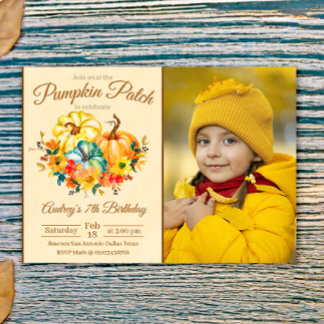 Invitation Pumpkin Patch Birthday with Photo