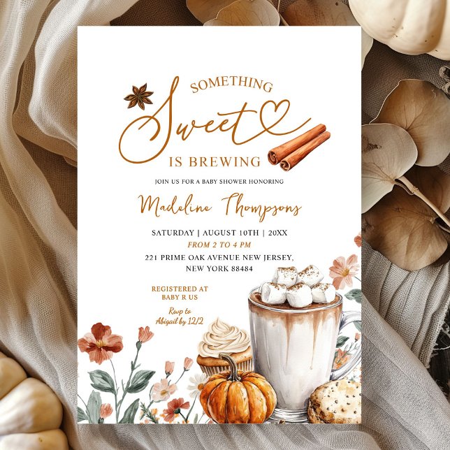 Invitation Pumpkin Something Sweet is Brewing Baby Shower (Créateur téléchargé)