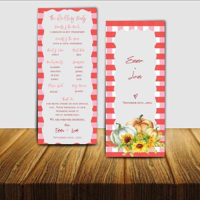 Invitation Pumpkin & Sunflower Fall Wedding Program Card (Pumpkin & Sunflower Fall Wedding Program Card)