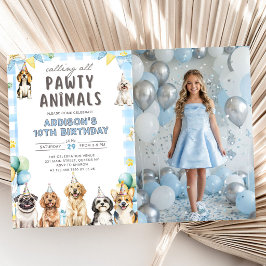 Invitation Puppy Calling All Pawty Animals Birthday Photo