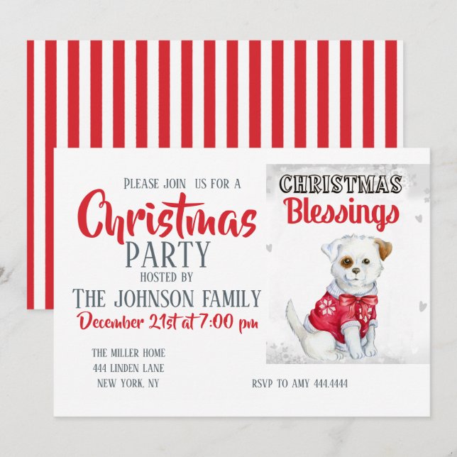 Invitation Puppy de Christmas (Devant / Derrière)