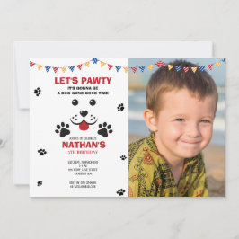 Invitation Puppy Dog Lets Pawty Birthday Boy Photo