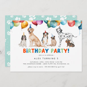 Invitation Puppy Party   Jote Fun Kids Chien Thème Anniversai