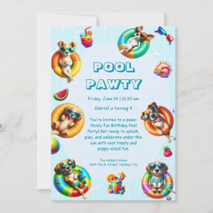 Invitation Puppy Splash fête d'anniversaire