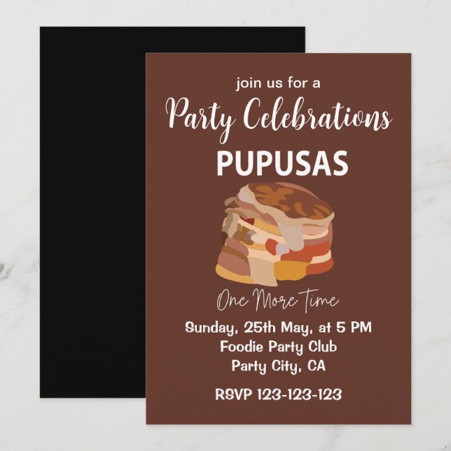 Invitation Pupusas El Salvador Pupusas Pain Pupusas (Devant / Derrière)