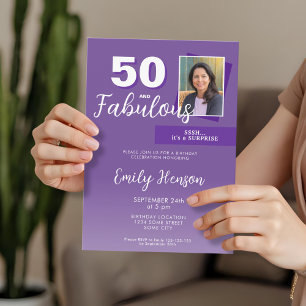 Invitation Purple 50 et Fabulous 50th Birthday Party Photo