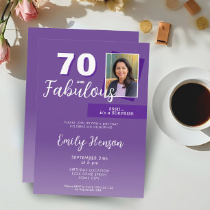 Invitation Purple 70 et Fabulous 70th Birthday Party Photo