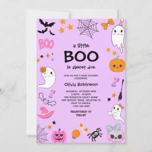 Invitation Purple A Little Boo Jote Baby shower Halloween