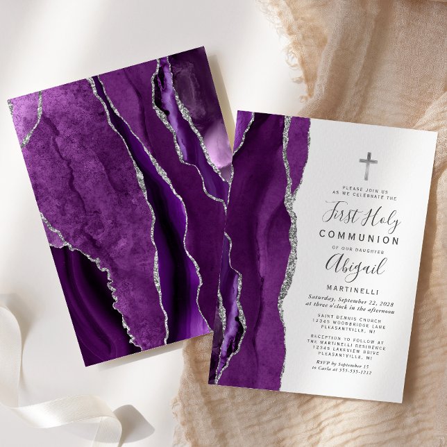 Invitation Purple Agate Argent Parties scintillant première s (Créateur téléchargé)