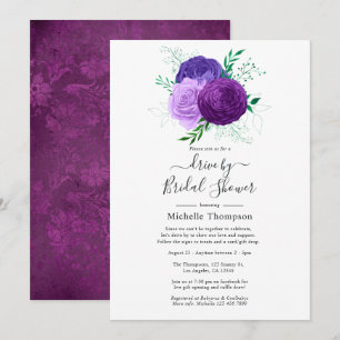 Invitation Purple and Green Floral Drive By Douche