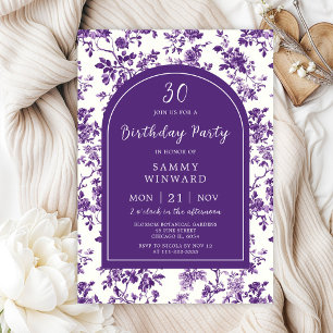 Invitation Purple Antique Chinoiserie fête d'anniversaire