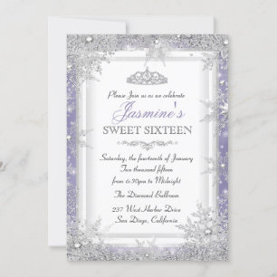 Invitation Purple Argent Sweet 16 Winter Wonderlan
