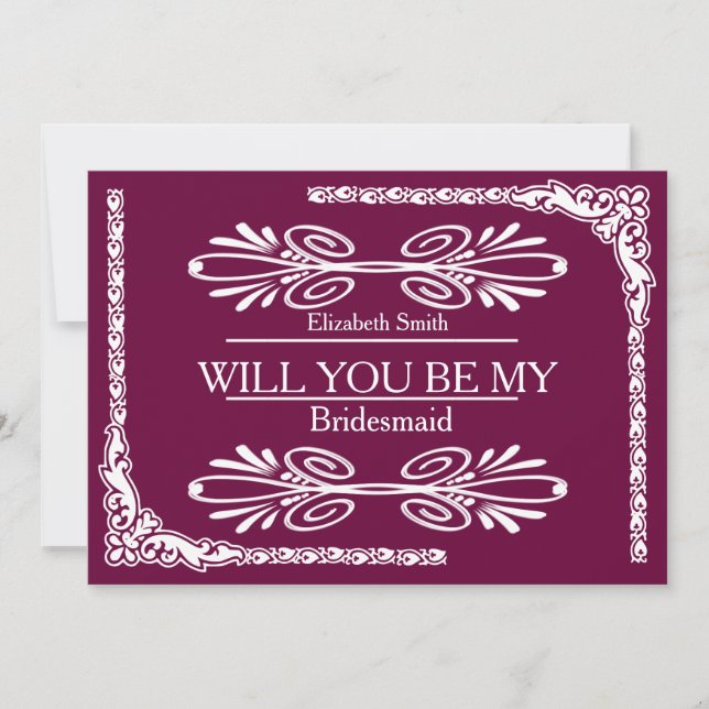 Invitation Purple Arrière - plan Swirl Serez-vous ma demoisel (Devant)
