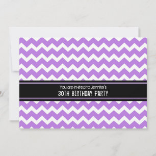 Invitation Purple Black Chevron 30e anniversaire