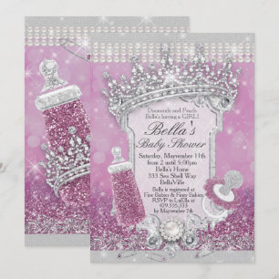 Invitation Purple Bling Parties scintillant Baby Shower Invit