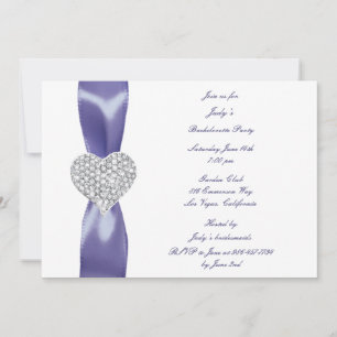 Invitation Purple Blue Diamond Heart Bachelorette