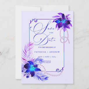 Invitation Purple Blue Orchid Wedding Enregistrer la date Inv