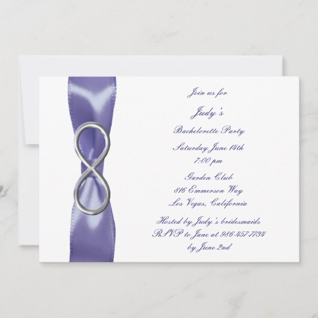 Invitation Purple Blue Silver Infinie Bachelorette Party (Devant)
