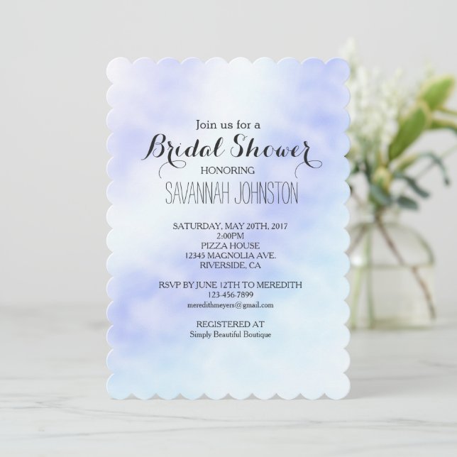 Invitation Purple Blue Tie teinture douche nuptiale Invitatio (Debout devant)