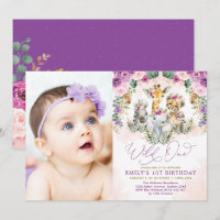 Purple Blush Wild One Jungle Animaux 1er anniversa