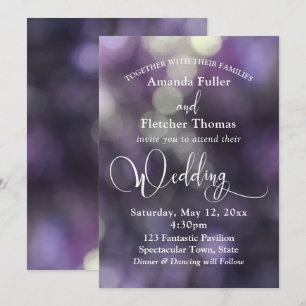 Invitation Purple Bokeh Lumière et typographie 32 Mariage 3