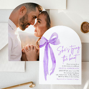 Invitation Purple Bow Elle Tying the Knot Fête des mariées
