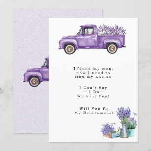 Invitation Purple Camion Vintage Serez-Vous Ma Femme D'Accuei