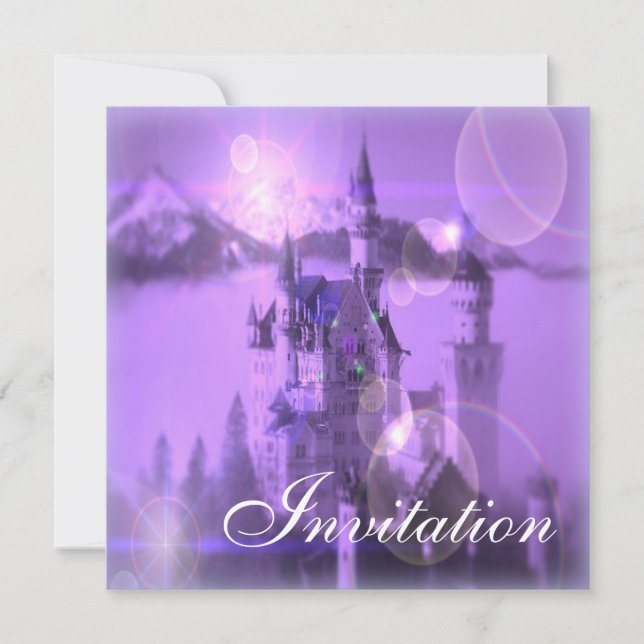 Invitation Purple Castle Garden Tea Party Princesse Anniversa (Devant)