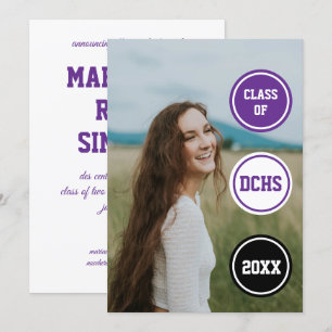Invitation Purple Circles Photo Graduation
