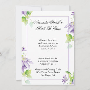 Invitation Purple Clematis Post Mariage Réception Invit