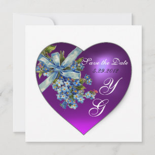 Invitation PURPLE COEUR M'OUBLIE PAS MONOGRAMME Blanc