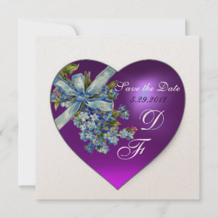 Invitation PURPLE COEUR OUBLIEZ-MOI PAS MONOGRAMME champagne