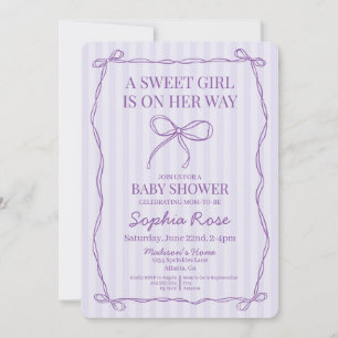 Invitation Purple Coquette Bow Pastel Lavender Baby shower