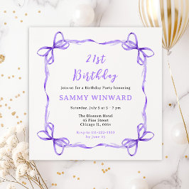 Invitation Purple Coquette Ribbon fête d'anniversaire