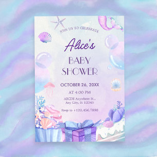 Invitation Purple dégradé sous le baby shower marin