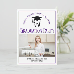 Invitation Purple Dental School Photo Custom Graduation Party
