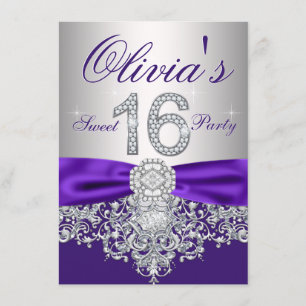 Invitation Purple Diamond Purple Sweet 16 Partie