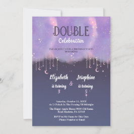 Invitation Purple Double joint Celebration Birthday For Girls