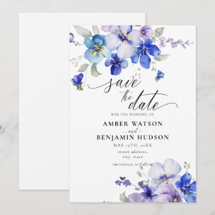 Invitation Purple Dusty Blue Lavender Floral Enregistrer La D