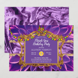 Invitation Purple Elegant Floral Mardi Gras fête d'anniversai