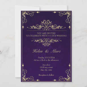 Invitation Purple Elégant Mariage Bordures d'invitation