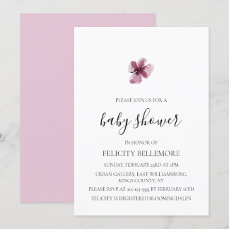Invitation Purple Elegant Simple Fille Baby shower